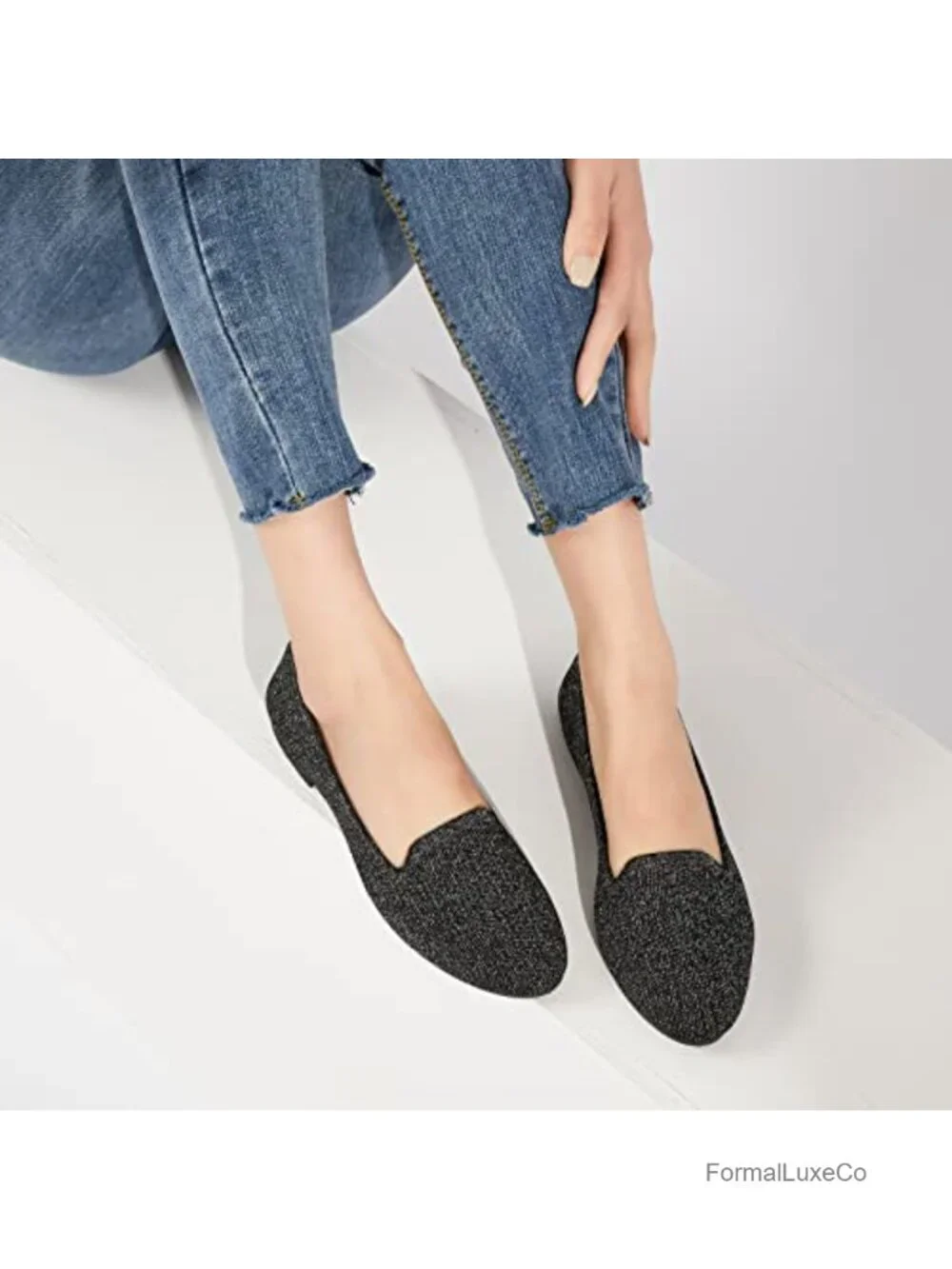 Women's Shiny Mesh Loafers with Memory Foam Insole Slip Ons